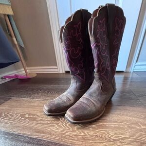 Ariat Brown and Purple Western Boots